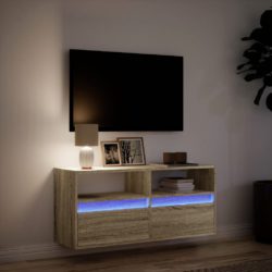 Vegghengt TV-benk med LED sonoma eik 100x31x45 cm