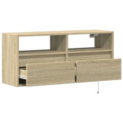 Vegghengt TV-benk med LED sonoma eik 100x31x45 cm