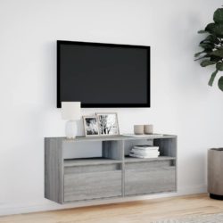 Vegghengt TV-benk med LED grå sonoma 100x31x45 cm