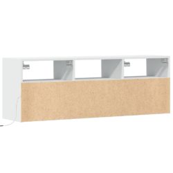 Vegghengt TV-benk med LED hvit 130x31x45 cm