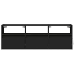 Vegghengt TV-benk med LED svart 130x31x45 cm