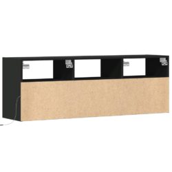 Vegghengt TV-benk med LED svart 130x31x45 cm