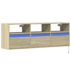 Vegghengt TV-benk med LED sonoma eik 130x31x45 cm