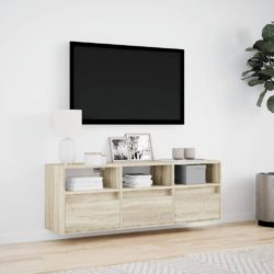 Vegghengt TV-benk med LED sonoma eik 130x31x45 cm