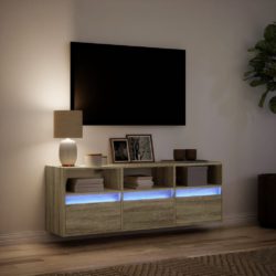 Vegghengt TV-benk med LED sonoma eik 130x31x45 cm