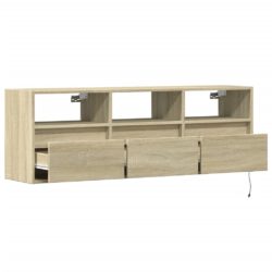 Vegghengt TV-benk med LED sonoma eik 130x31x45 cm