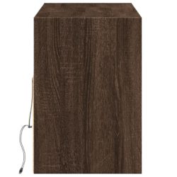 Vegghengt TV-benk med LED brun eik 130x31x45 cm