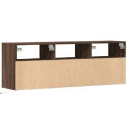 Vegghengt TV-benk med LED brun eik 130x31x45 cm