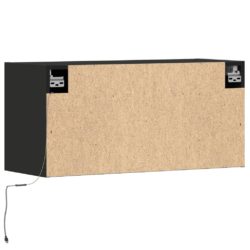 Vegghengt TV-benk med LED svart 80x31x35 cm