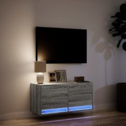 Vegghengt TV-benk med LED grå sonoma 80x31x35 cm