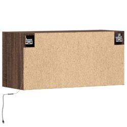 Vegghengt TV-benk med LED brun eik 80x31x35 cm