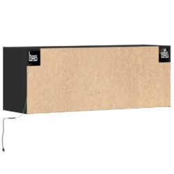 Vegghengt TV-benk med LED svart 100x31x35 cm