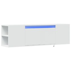 Vegghengt TV-benk med LED hvit 135x31x39,5 cm