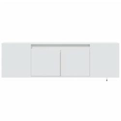 Vegghengt TV-benk med LED hvit 135x31x39,5 cm