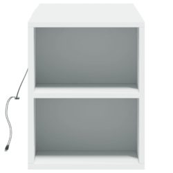 Vegghengt TV-benk med LED hvit 135x31x39,5 cm