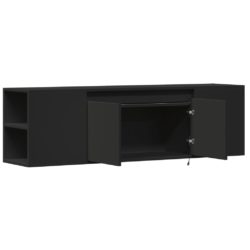 Vegghengt TV-benk med LED svart 135x31x39,5 cm