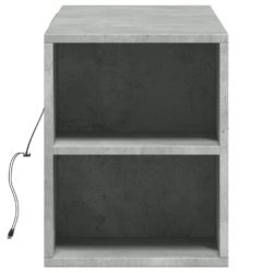 Vegghengt TV-benk med LED-lys betonggrå 135x31x39,5 cm