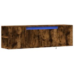 Vegghengt TV-benk med LED røkt eik 135x31x39,5 cm