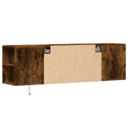 Vegghengt TV-benk med LED røkt eik 135x31x39,5 cm