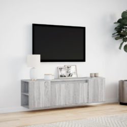 Vegghengt TV-benk med LED grå sonoma 135x31x39,5 cm