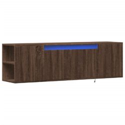 Vegghengt TV-benk med LED brun eik 135x31x39,5 cm