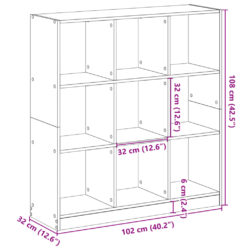 Bokhylle brun eik 102x32x108 cm konstruert tre