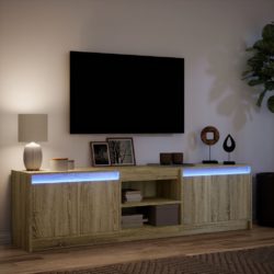 TV-benk med LED sonoma eik 180x34x50 cm konstruert tre