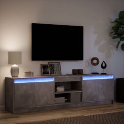 TV-benk med LED betonggrå 180x34x50 cm konstruert tre