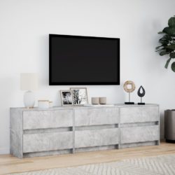 TV-benk med LED betonggrå 180x34x50 cm konstruert tre