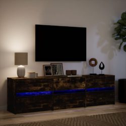 TV-benk med LED røkt eik 180x34x50 cm konstruert tre