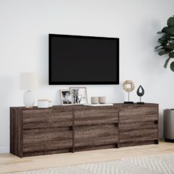 TV-benk med LED brun eik 180x34x50 cm konstruert tre