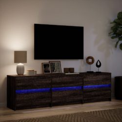 TV-benk med LED brun eik 180x34x50 cm konstruert tre