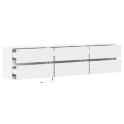 Vegghengt TV-benk med LED hvit 180x31x45 cm