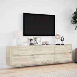 Vegghengt TV-benk med LED sonoma eik 180x31x45 cm