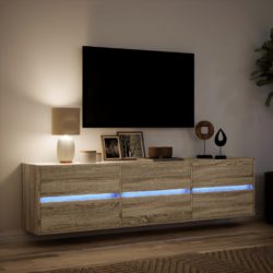 Vegghengt TV-benk med LED sonoma eik 180x31x45 cm