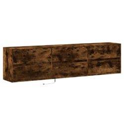 Vegghengt TV-benk med LED røkt eik 180x31x45 cm