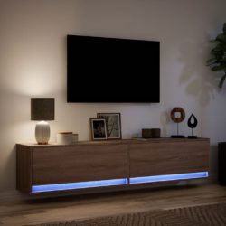 TV Veggskap med LED brun eik 180x31x38 cm