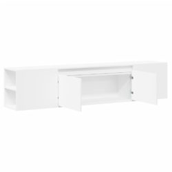 Vegghengt TV-benk med LED hvit 180x31x39,5 cm