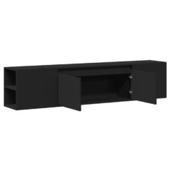 Vegghengt TV-benk med LED svart 180x31x39,5 cm