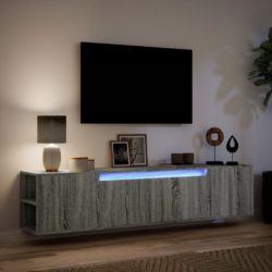 Vegghengt TV-benk med LED grå sonoma 180x31x39,5 cm