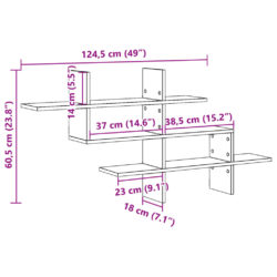 Vegghylle svart 124,5x18x60,5 cm konstruert tre