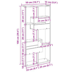 Veggskap betonggrå 50x15x100 cm konstruert tre