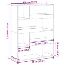 Bokhylle hvit 100x33x125,5 cm konstruert tre