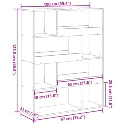 Bokhylle røkt eik 100x33x125,5 cm konstruert tre