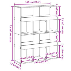 Romdeler hvit 100x33x125,5 cm konstruert tre