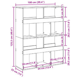 Romdeler betonggrå 100x33x125,5 cm konstruert tre