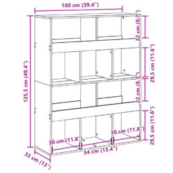 Romdeler røkt eik 100x33x125,5 cm konstruert tre