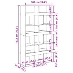 Romdeler hvit 100x33x187,5 cm konstruert tre