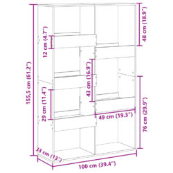 Romdeler hvit 100x33x155,5 cm konstruert tre