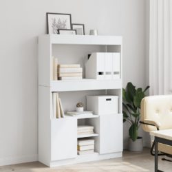 Highboard hvit 92x33x140 cm konstruert tre